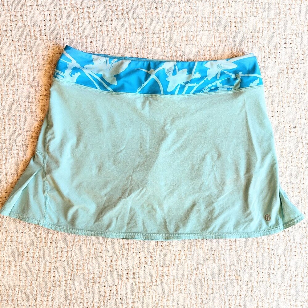 Lululemon Speed Skirt Aruba Sunset Floral Aquamarine Blue Skort Size 6